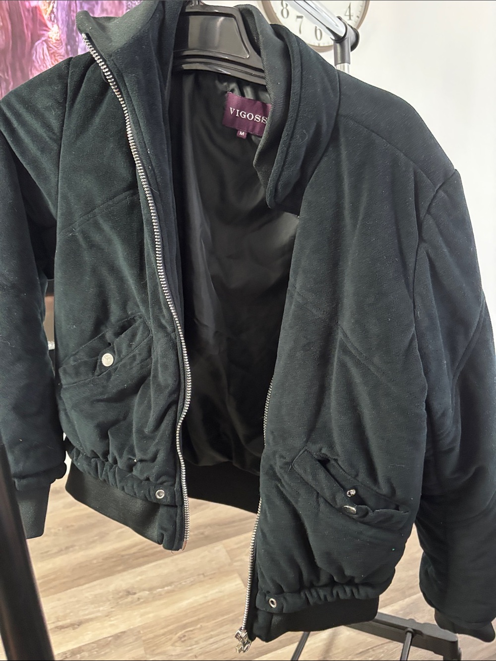 Vigoss Black Quilted Bomber Jacket